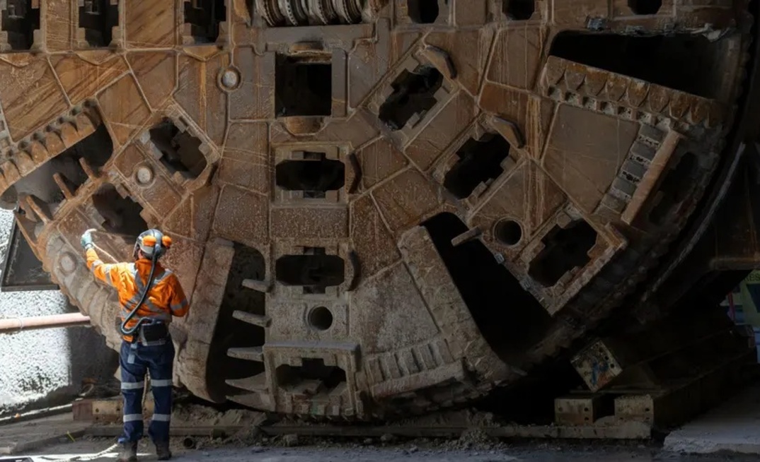 One of the TBMS used for the Sydney Metro West tunnels prior to its removal from the tunnels