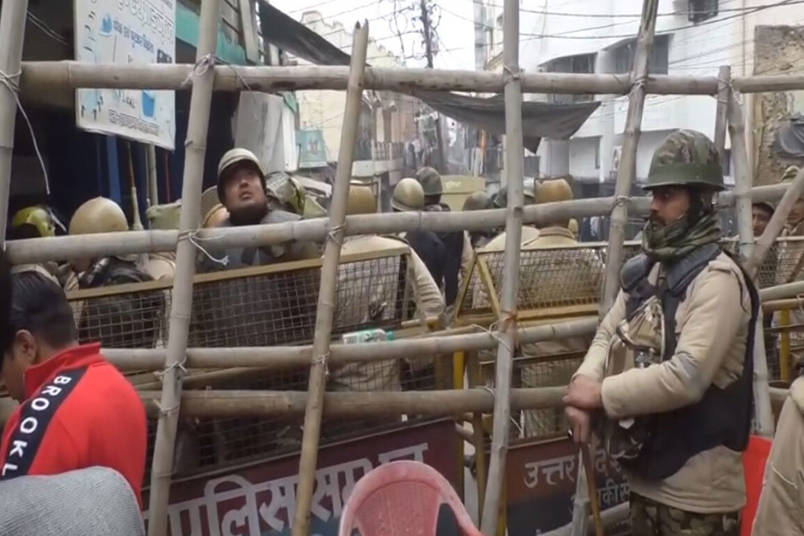 Security officials deployed near Sambhal's Shahi Jama Masjid, ahead of anti-encroachment drive near cemetery