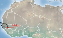 Map showing location of the Mako gold project