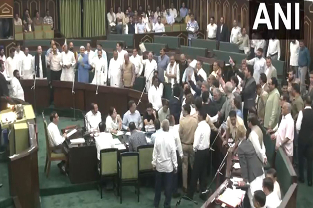 Chaos in Jammu and Kashmir assembly over Waqf Amendment Act; NC MLA's tear bill copies