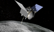 A graphic of the OSIRIS-REx spacecraft at the asteroid 101955 Bennu