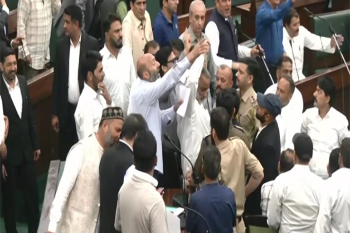 Chaos in JK Assembly over Waqf Act, PDP MLA Waheed Para marshalled out