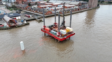 Using its 400t Haven SeaSeven jack-up, Red7Marine installed the monopiles needed for the Woodside Ferry Terminal upgrades in Liverpool