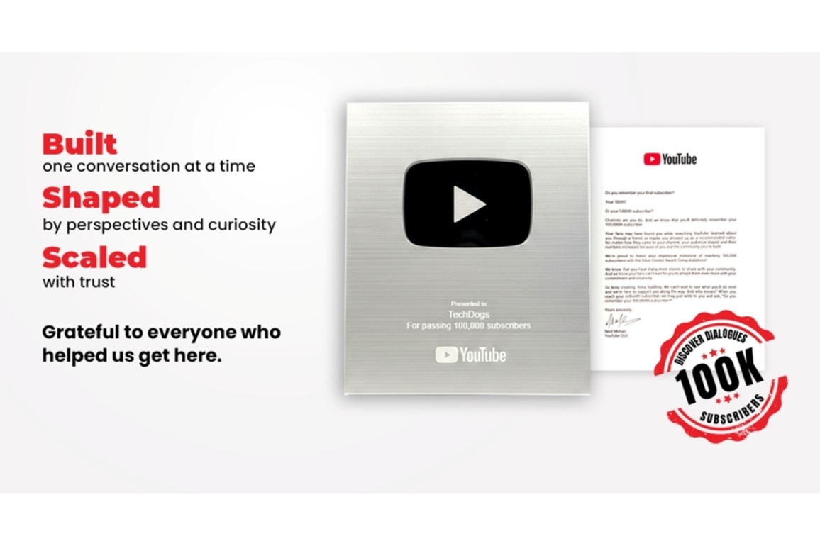 TechDogs Earns YouTube Silver Button for Discover Dialogues Podcast