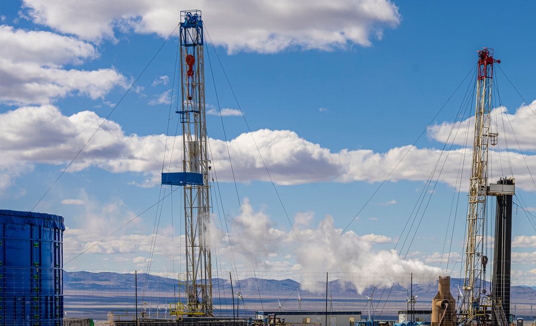 Steam rising from the separator during the April 2024 stimulation and circulation experiments at the Utah FORGE site Credit: Eric Larson, Flash Point, SLC