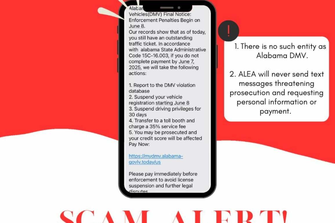 ALEA warns of phishing scam involving fake 'Alabama DMV' - WAKA 8