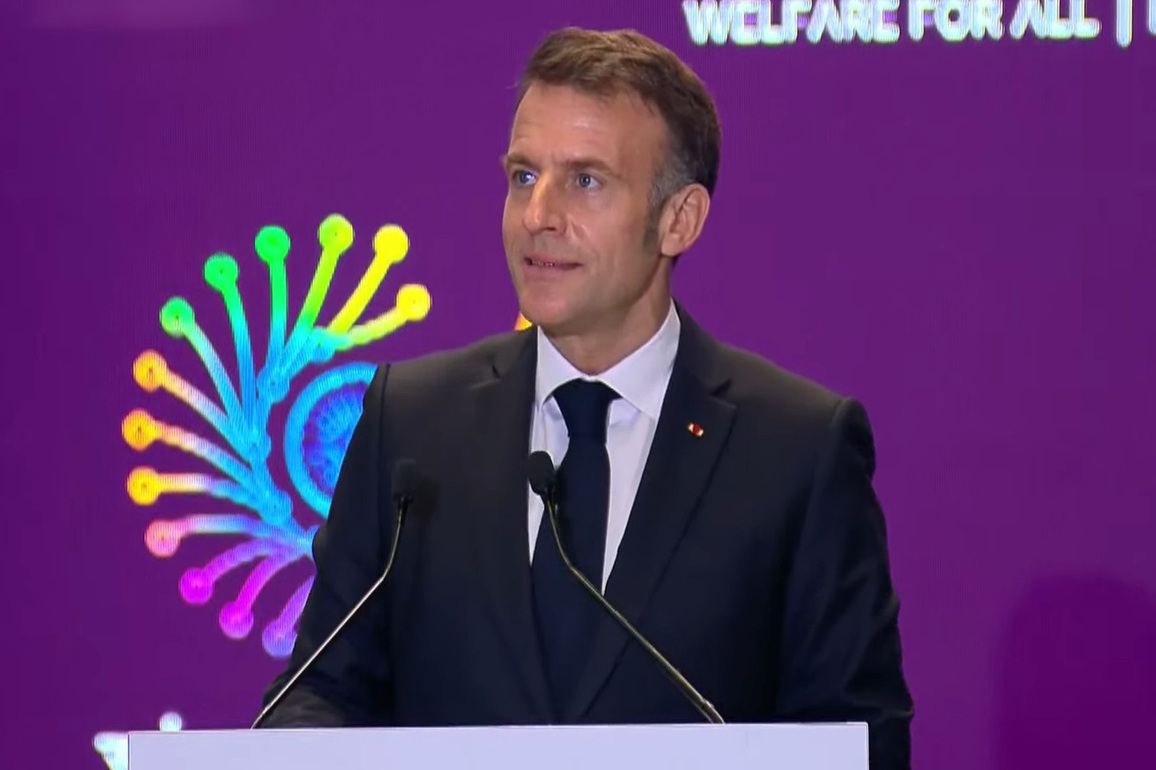 "Future of AI will be built by those who combine technology with humanity," says French President Macron at Ai-Impact Summit