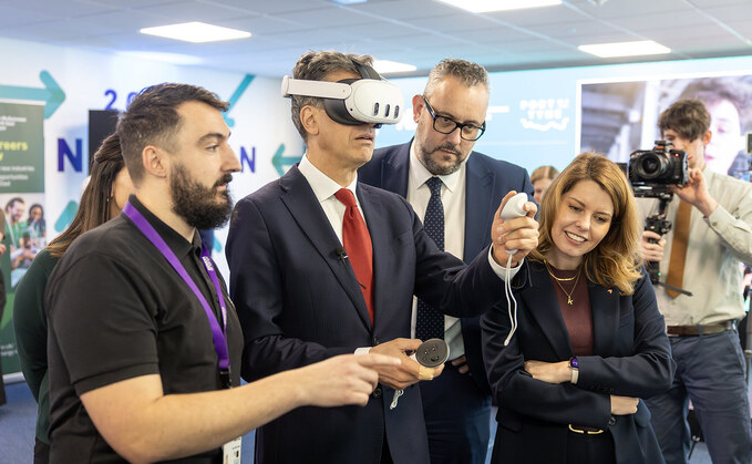Secretary of State for Energy Security and Net Zero, Ed Miliband and Mayor of North East UK, Kim McGuinness, visit the Port of Tyne Clean Energy Jobs Fair. Credit - Shaun Curry / DESNZ