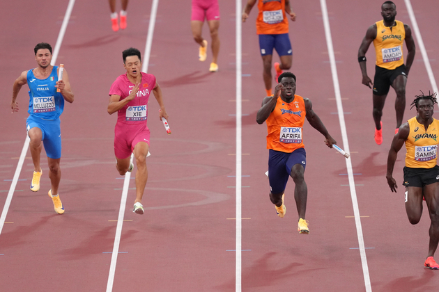 (SP)JAPAN-TOKYO-ATHLETICS-WORLD ATHLETICS CHAMPIONSHIPS-MEN'S 4X100M RELAY-HEATS