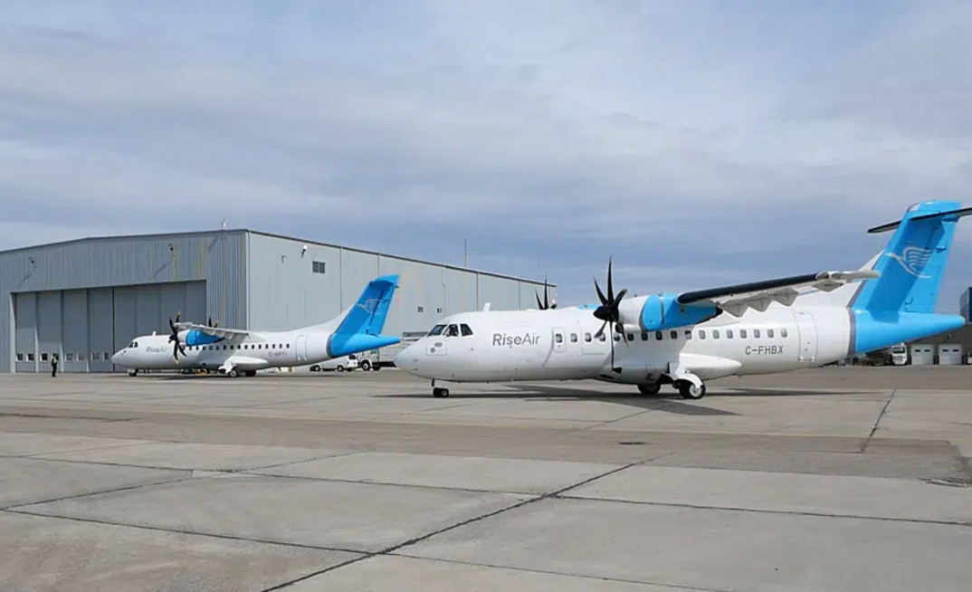 Two planes in the Rise Air fleet