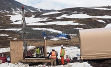 Helicopter portable drill rig in action at Zackly, July 2018