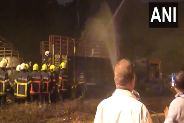 LPG cylinder truck catches fire in Mumbai's Dharavi