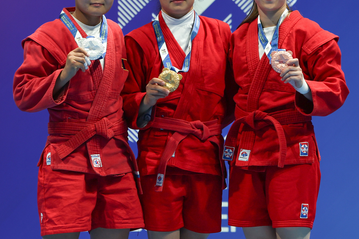 (SP)CHINA-CHENGDU-THE WORLD GAMES 2025-SAMBO-WOMEN'S COMBAT -59KG-AWARDING CEREMONY (CN)