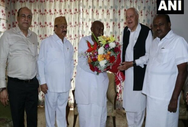 NC leader Farooq Abdullah meets former PM Deve Gowda in Bengaluru