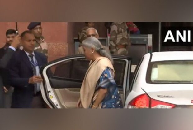 Nirmala Sitharaman arrives at Finance Ministry ahead of Budget 2024