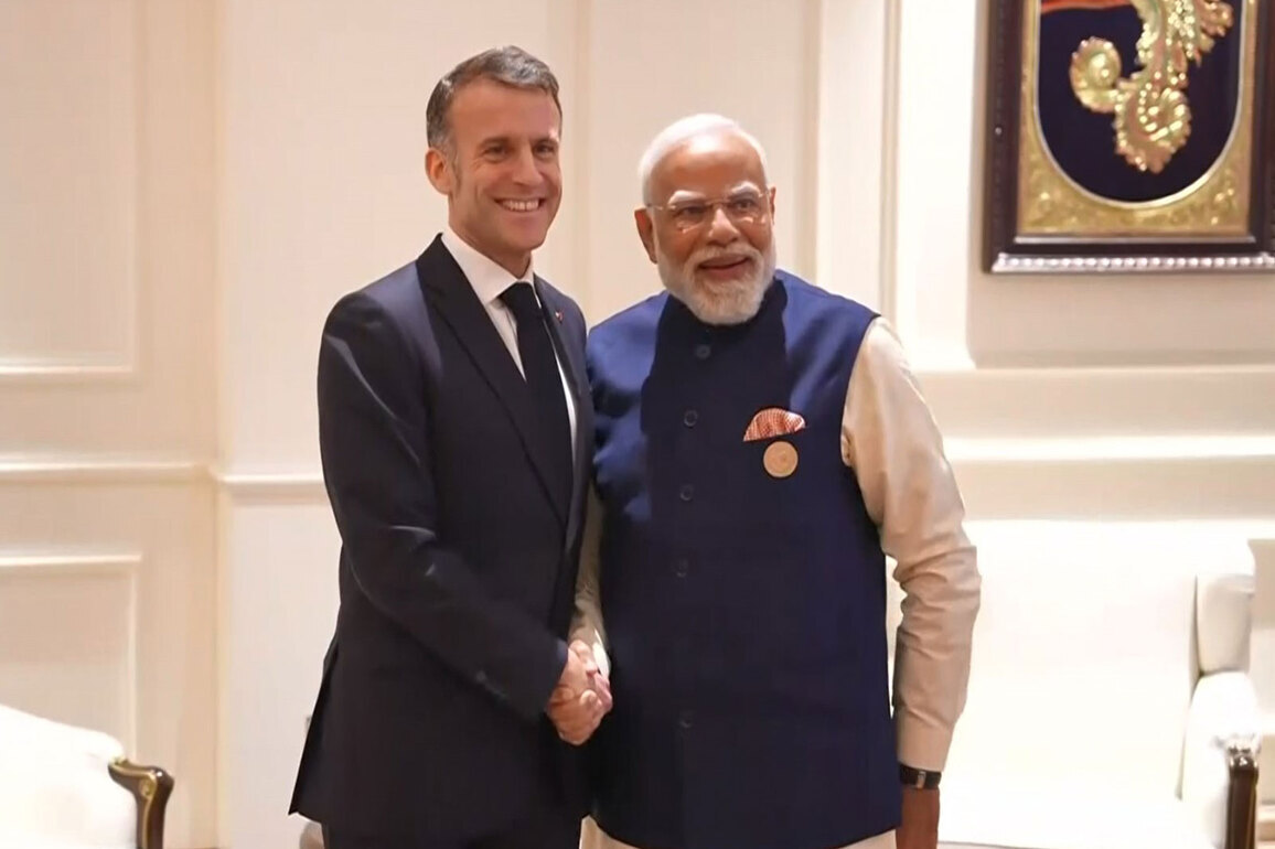 Delhi: Prime Minister Narendra Modi holds meeting with French President Emmanuel Macron