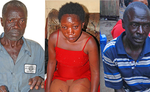 Nuwarinjuna (wakati) ng'alaga ebisambi ebiriko ebisago ebyamutuusiddwaakomuganzi we Nkuubi (ku kkono). Ku ddyo ye bba Ssanyu bwe bamaze mu bufumbo emyaka mukaaga. Nuwarinjuna (wakati) ng'alaga ebisambi ebiriko ebisago ebyamutuusiddwaakomuganzi we Nkuubi (ku kkono). Ku ddyo ye bba Ssanyu bwe bamaze mu bufumbo emyaka mukaaga.