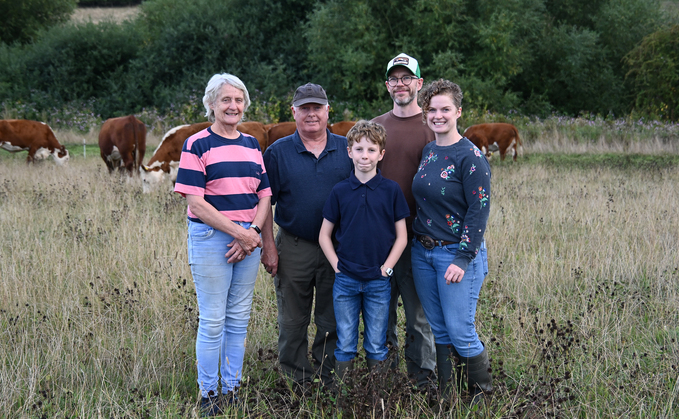 Left to right: Hazel and Mike Timmis, their grandson Chester, and Dan and Melissa Roberts.