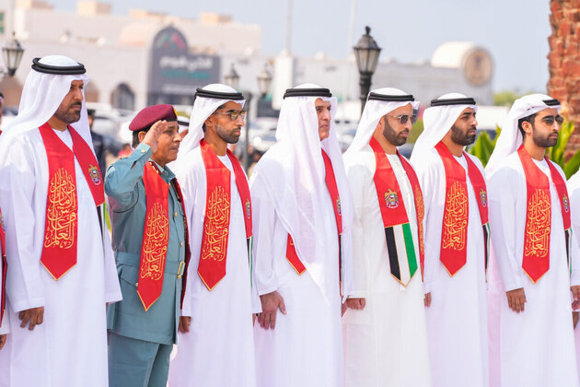 Saud bin Saqr raises UAE flag on Al Qawasim Corniche in Ras Al Khaimah to mark Flag Day