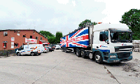 Union Jack truck makes first delivey to Taylors Buildbase in Coalville