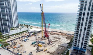 To meet the demands of building two 60-story high towers on Miami’s beachfront Keller is installing CFA piles at depths of up to 200ft