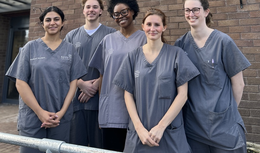 Keele medical students outside the SaTH Education Research and Improvement Institute 