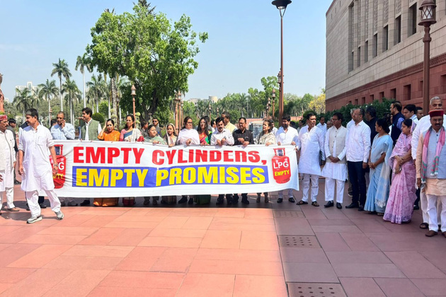 Opposition MPs hold protest in Parliament premises over LPG supply issue