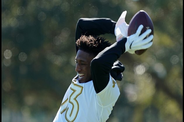 Saints WR Thomas back at practice, status uncertain