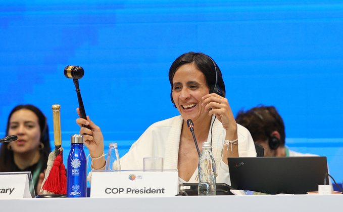 COP16 President Susana Muhamad gavels the decision on the multilateral benefit-sharing mechanism from the use of digital sequence information | Credit: IISD/ENB | Mike Muzurakis