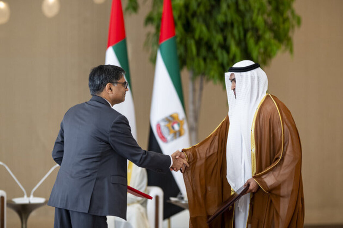 UAE President and Indian Prime Minister witness exchange and announcement of agreements and MOUs between the two countries