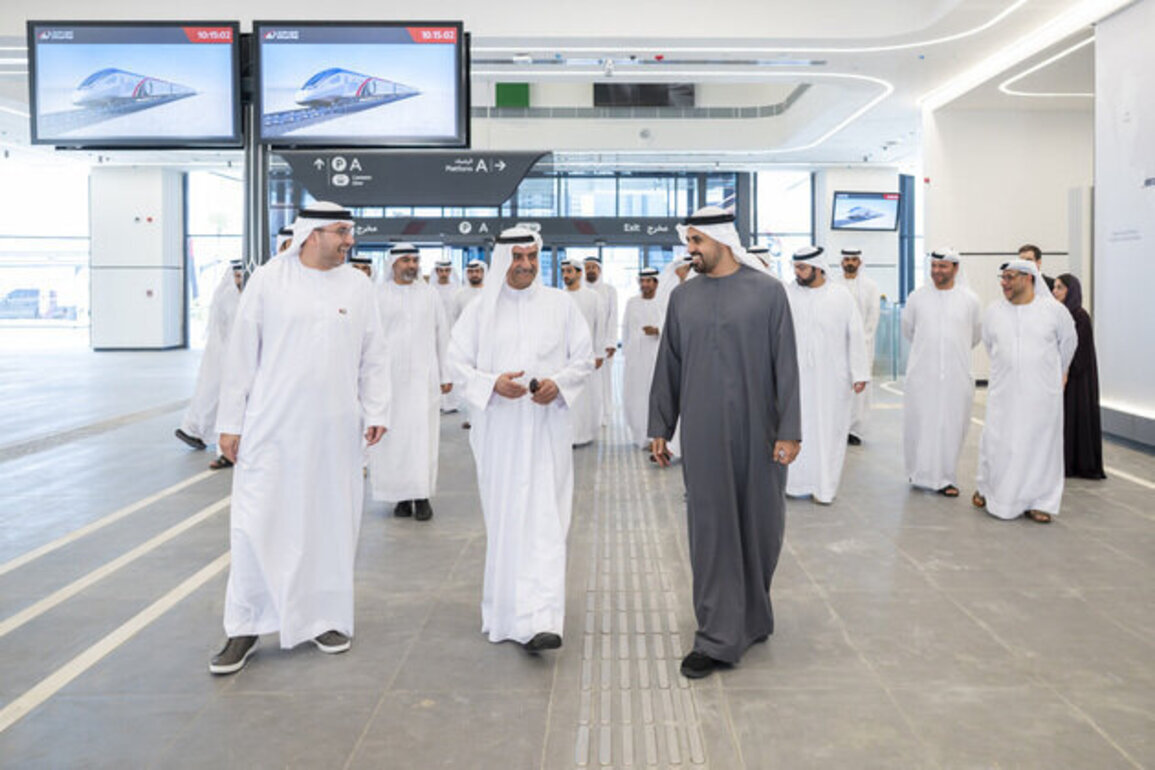 Ruler of Fujairah, Crown Prince of Fujairah, Theyab bin Mohamed bin Zayed visit Fujairah passenger station following full completion as part of Etihad Rail Network
