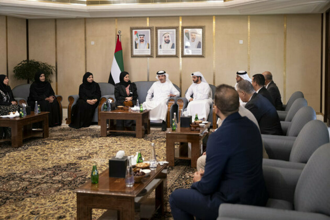 Hazza bin Zayed receives winners of 18th Khalifa Award for Education from Al Ain Region
