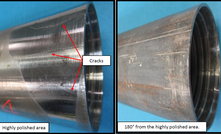  A shiny, polished wear area can provide a quick visual check for heat check cracking