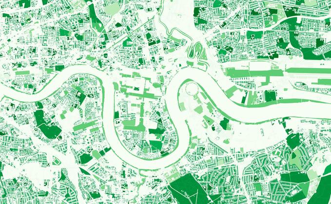 An aerial map of London's green space - Credit: Ordnance Survey