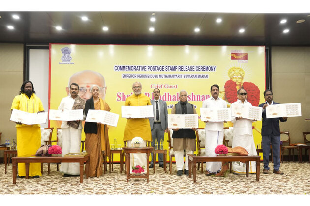 VP CP Radhakrishnan releases commemorative postage stamp in honour of Emperor Perumbidugu Mutharaiyar