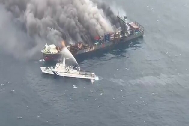 Indian Coast Guard working to combat fire on Singapore-flagged container ship