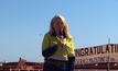 Elizabeth Gaines speaks to FMG workers at the 1Bt celebration