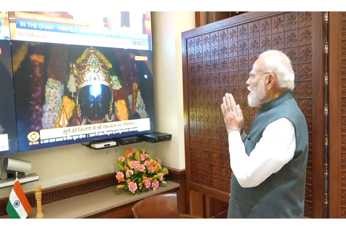 PM Modi prays to Lord Ram, observes Surya Tilak ceremony at Ram Temple in Ayodhya virtually