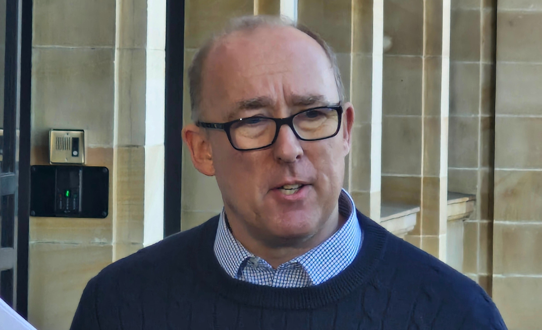 Professor Ben Smith speaking outside the WA Parliament today