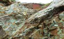 Secondary copper mineralisation in exposures at San Matias (Montiel East) artisanal workings