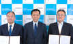 JOGMEC (Left to Right) Kubota Hiroshi, Executive Vice President of Metals Unit, Daito Michio, President and Mori Hiroyuki, Executive Vice President of Energy Business Unit. Image courtesy of JOGMEC.