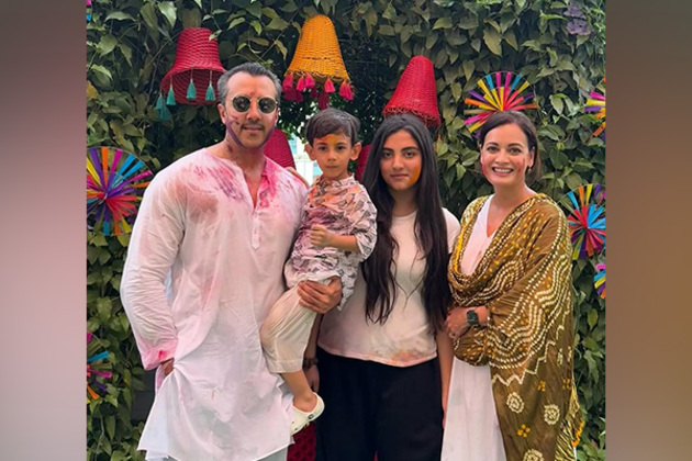 "May our lives be filled with the vibrant colours...": Dia Mirza enjoys Holi with husband Vaibhav Rekhi and kids, share festive pics