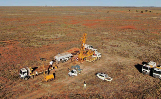 Diamond drilling at the Atlas target east of the Honeymoon mine. Credit: Boss Energy