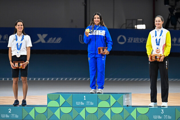 (SP)CHINA-CHENGDU-THE WORLD GAMES 2025-INLINE SPEED SKATING TRACK-WOMEN'S DUAL TIME TRIAL 200M-AWARDING CEREMONY (CN)