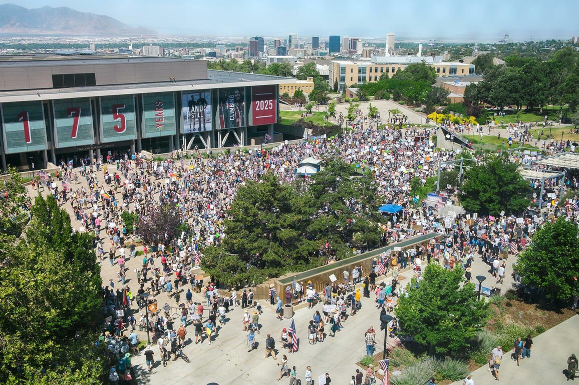 More Than 5,000 Protestors Gather at Marriott Library Plaza