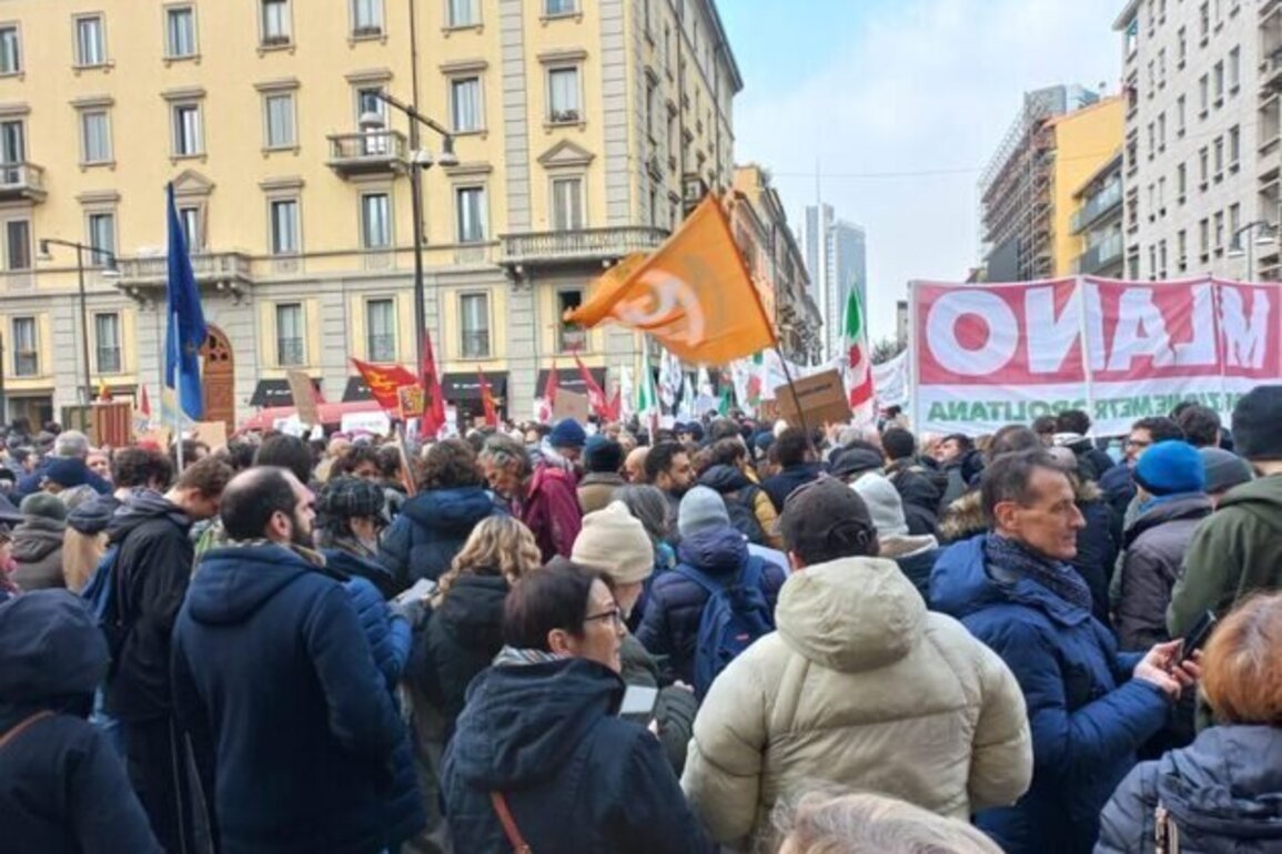 Thousands of people protest against ICE at the Olympics in Milan