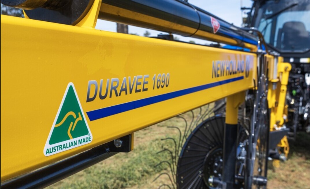 New Holland's DuraVee wheel rake has been certified Australian Made.