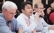  Komatsu general manager Ryoichi Togashi (microphone) at the Unearthed hackathon