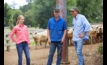  Millie Ritchie, Toby Humphrey and Mark Ritchie at Delatite Station in Mansfield, Victoria, will be supplying Coles Carbon Neutral Beef. Image courtesy Coles.
