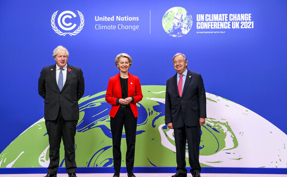 PM Boris Johnson, EU chief Ursula van der Leyen and UN S-G Antonio Guterres at the COP26 World Leaders Summit